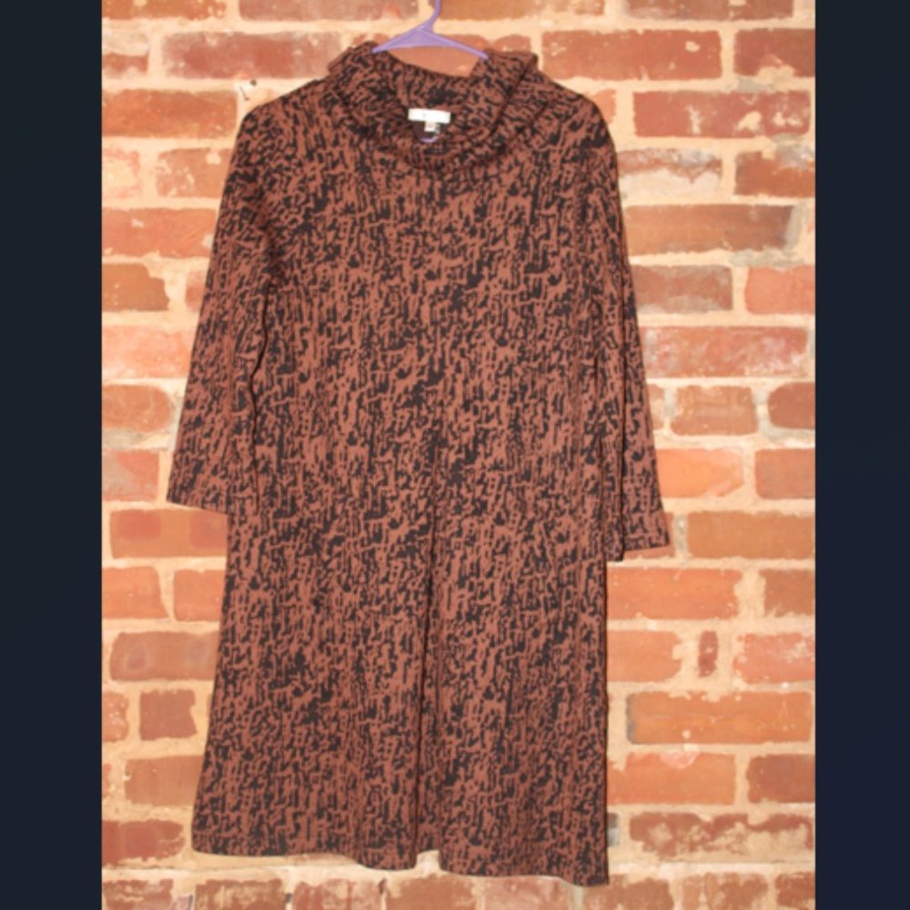 Long Sleve Brown and Black Dress